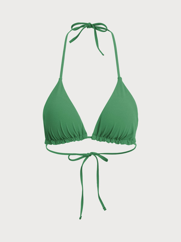 Halter Reversible Bikini Top-Green
