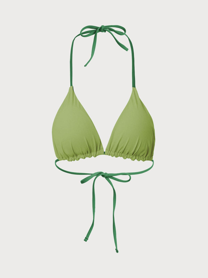 Halter Reversible Bikini Top-Green